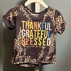 Thankful Grateful Blessed Leopard Print Short Sleeve Shirt NWOT